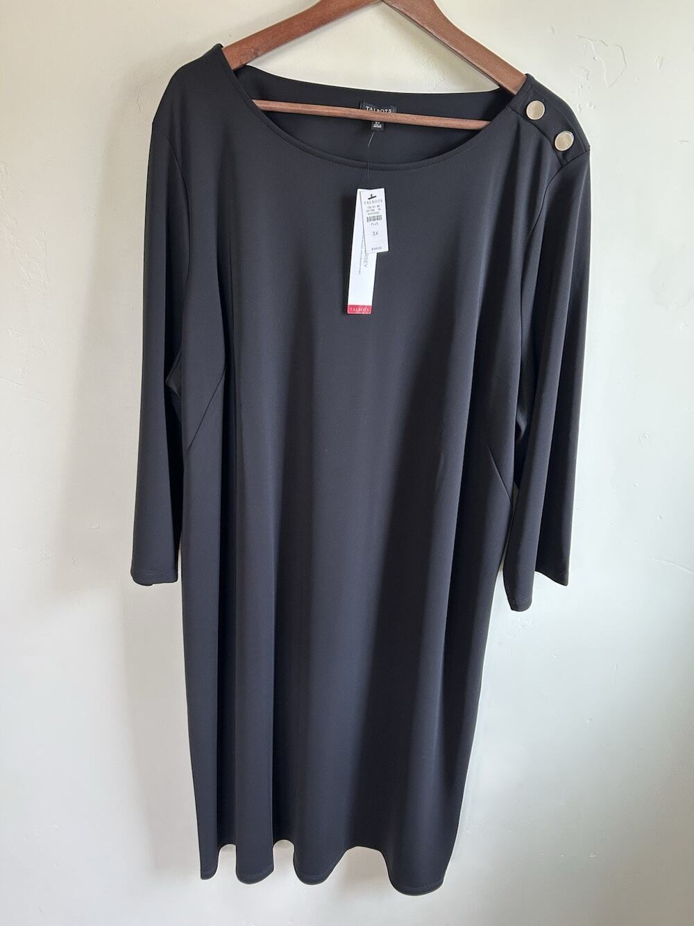 Talbots Black Midi Dress 3X Stretch Jersey Career Work Office Plus Size NWT $149